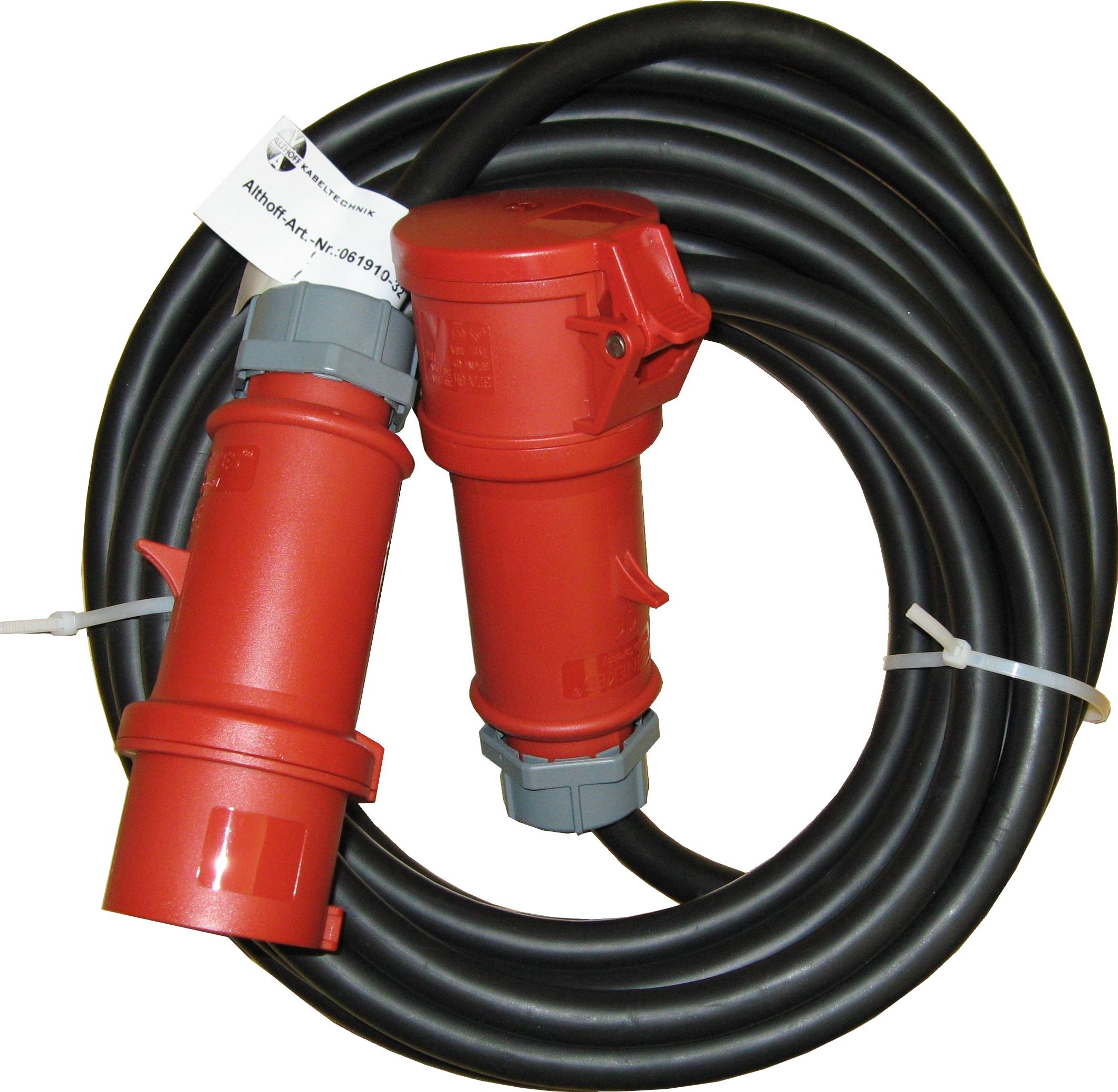 WDH 32A CEE-Verbindungskabel 6Q - 10 m Länge - Inkl. Kupplung, Stecker und Verschlussklappe