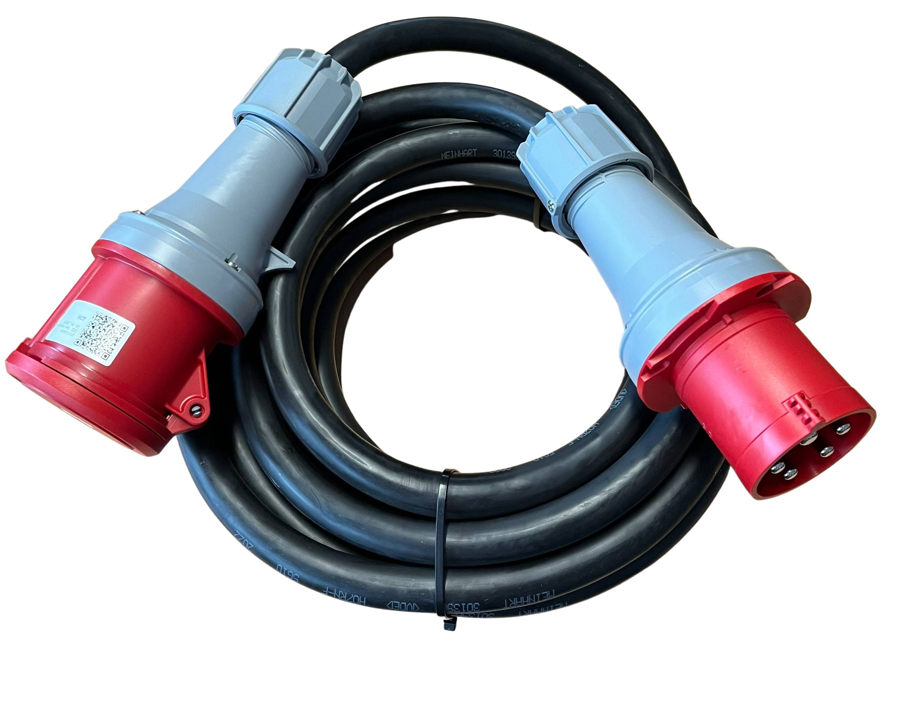 WDH 63A CEE-Verbindungskabel 10Q - 10 m Länge - Inkl. Kupplung, Stecker und Verschlussklappe