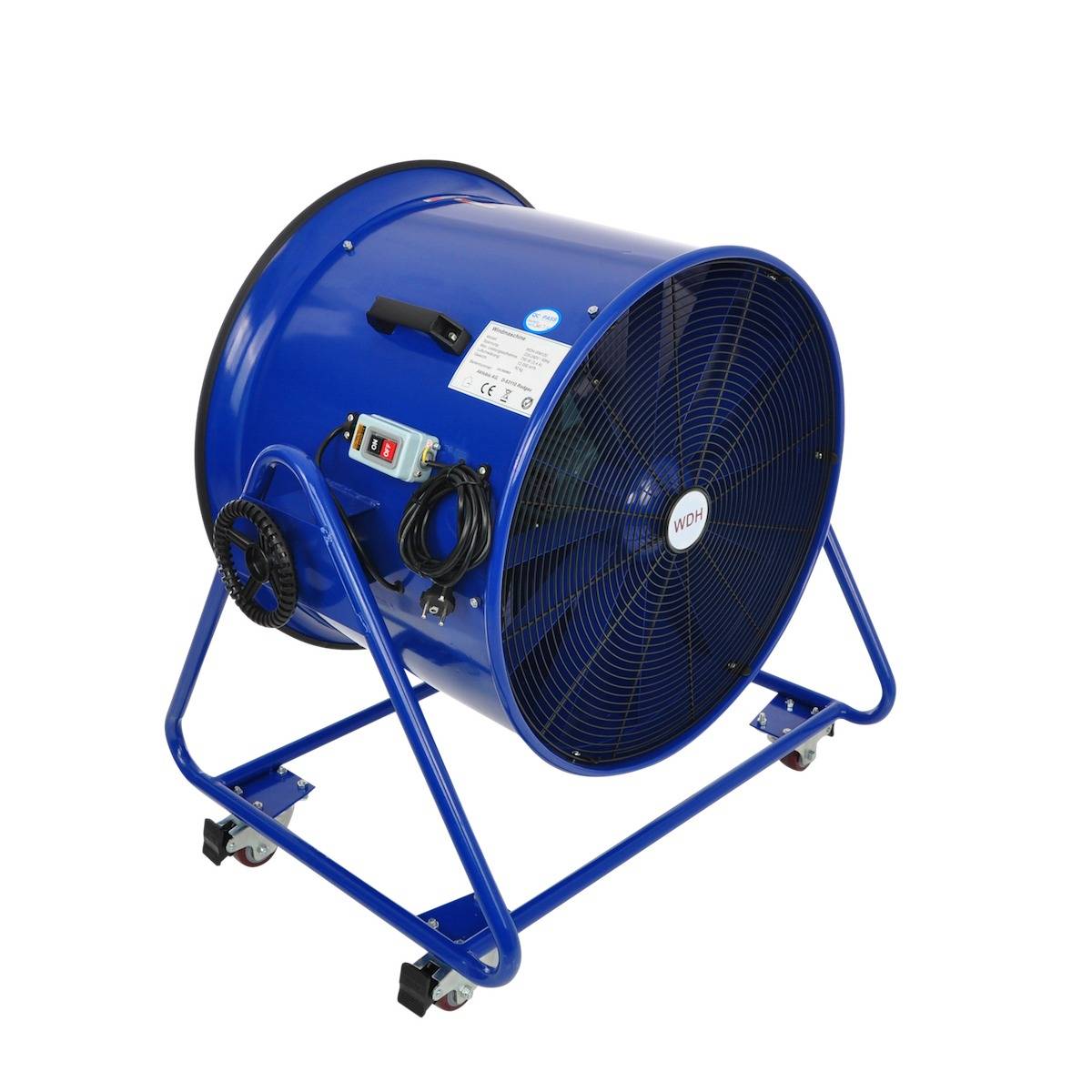 WDH Windmaschine WDH-WM120 - 750 W - (Ø x H) 60 x 87 cm - Metall - Industrieventilator - 9.600 m³/h Luftumwälzung