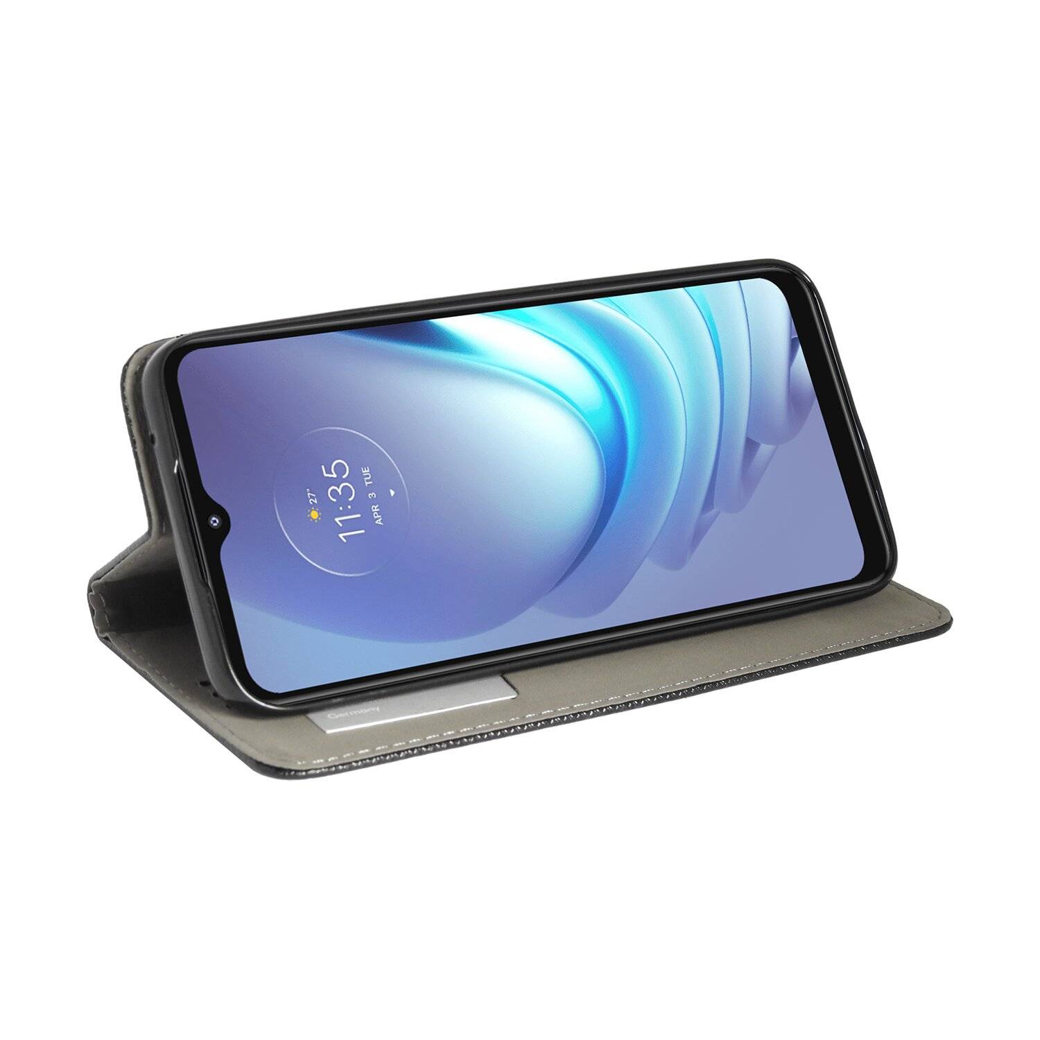 Elegante Buch-Tasche Hülle Smart Magnet kompatibel mit MOTOROLA MOTO G50 Leder Optik Wallet Book-Style Cover Schwarz