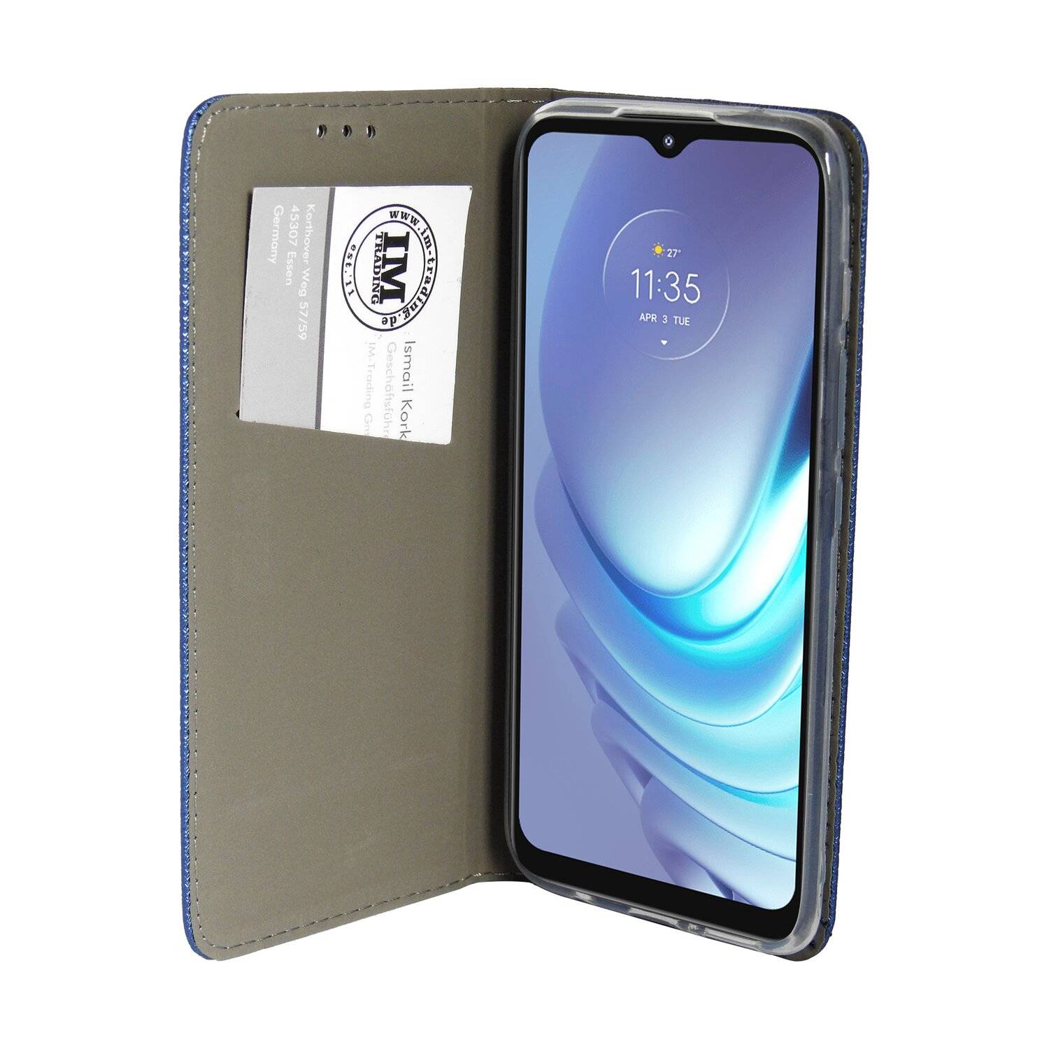 Elegante Buch-Tasche Hülle Smart Magnet kompatibel mit MOTOROLA MOTO G50 Leder Optik Wallet Book-Style Cover Blau