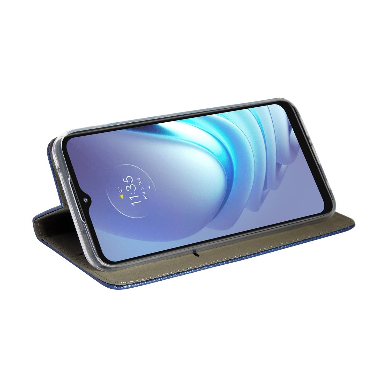 Elegante Buch-Tasche Hülle Smart Magnet kompatibel mit MOTOROLA MOTO G50 Leder Optik Wallet Book-Style Cover Blau