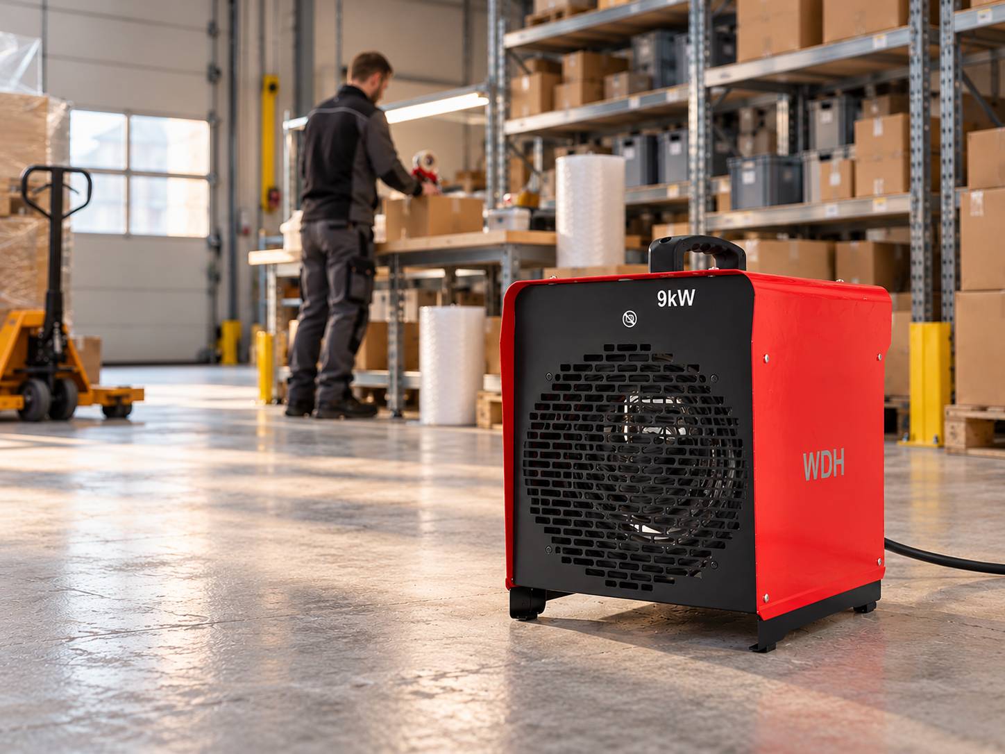 WDH Heizgebläse WDH-BGP09 (9kW) - Profi-Heizstrahler, Bautrockner - 75m² - H 43 x B 30 x T 39 cm