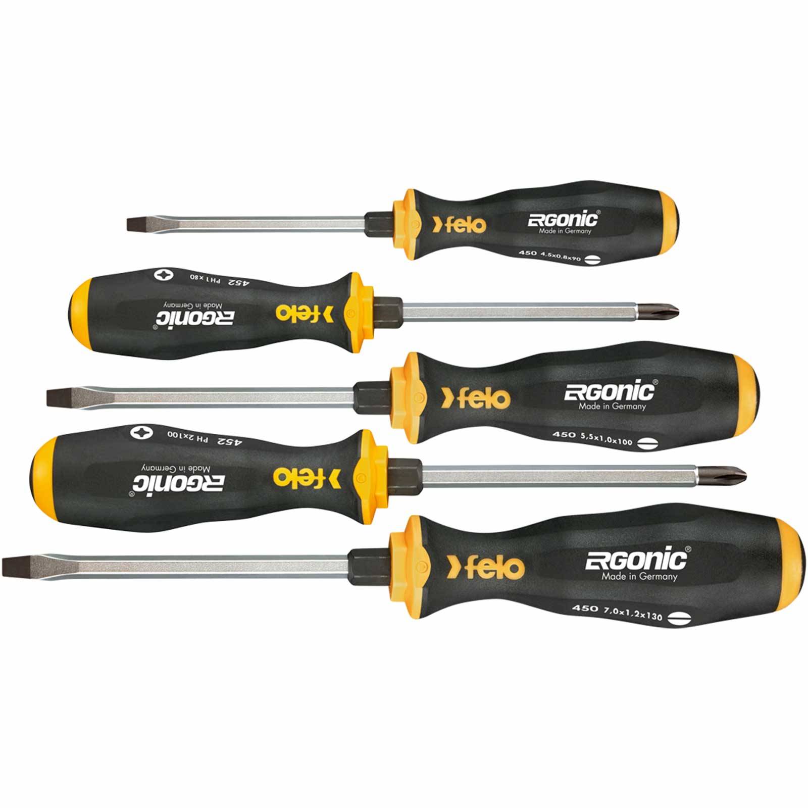 Felo Schraubendreher-Satz 45095248 ERGONIC, Schraubenzieher schlagfest, 5-teilig