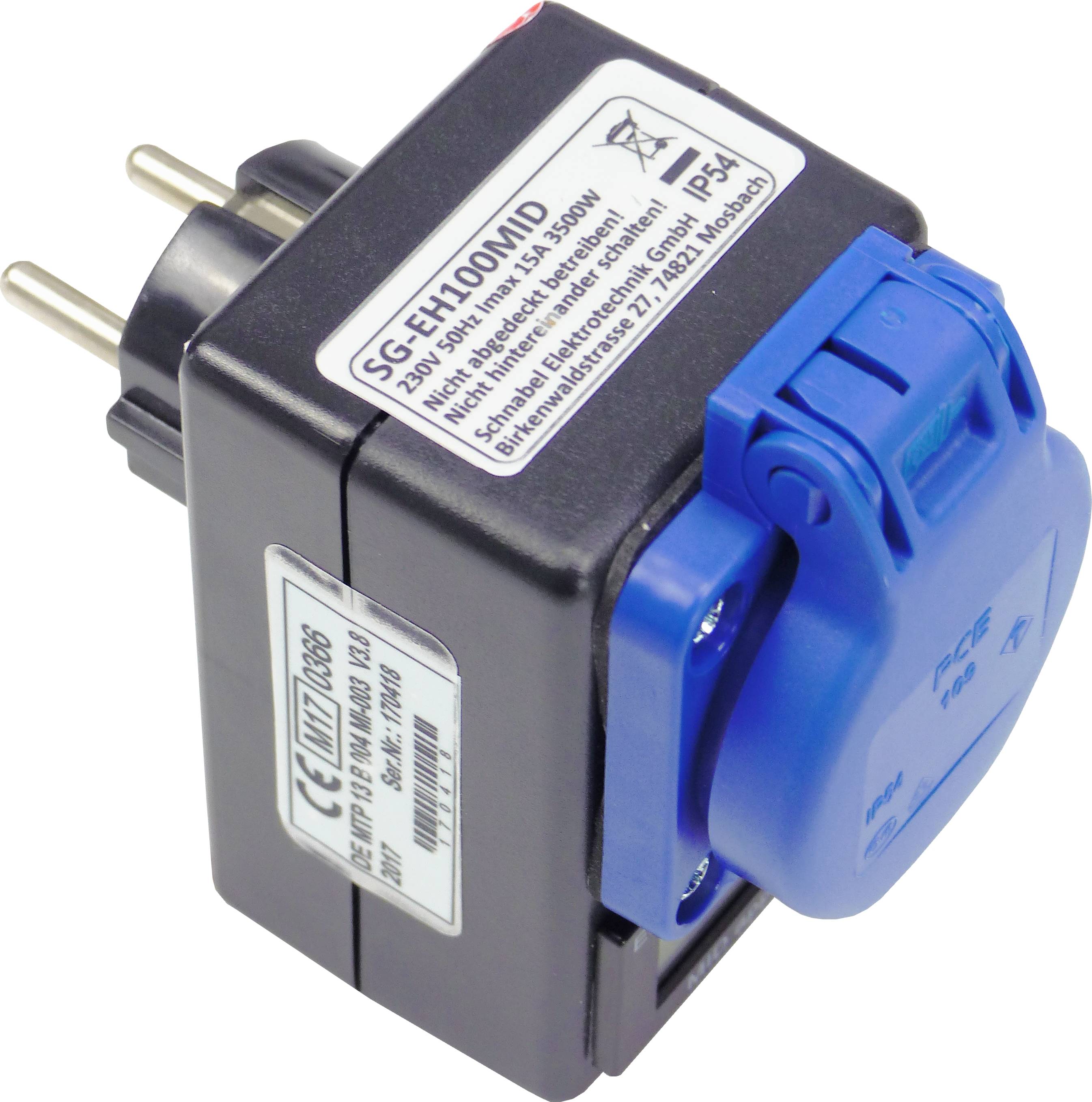 SCHNABEL ELEKTROTECHNIK Energie- und Stundenzähler im Steckergehäuse SG-EH100MID - GEEICHT !