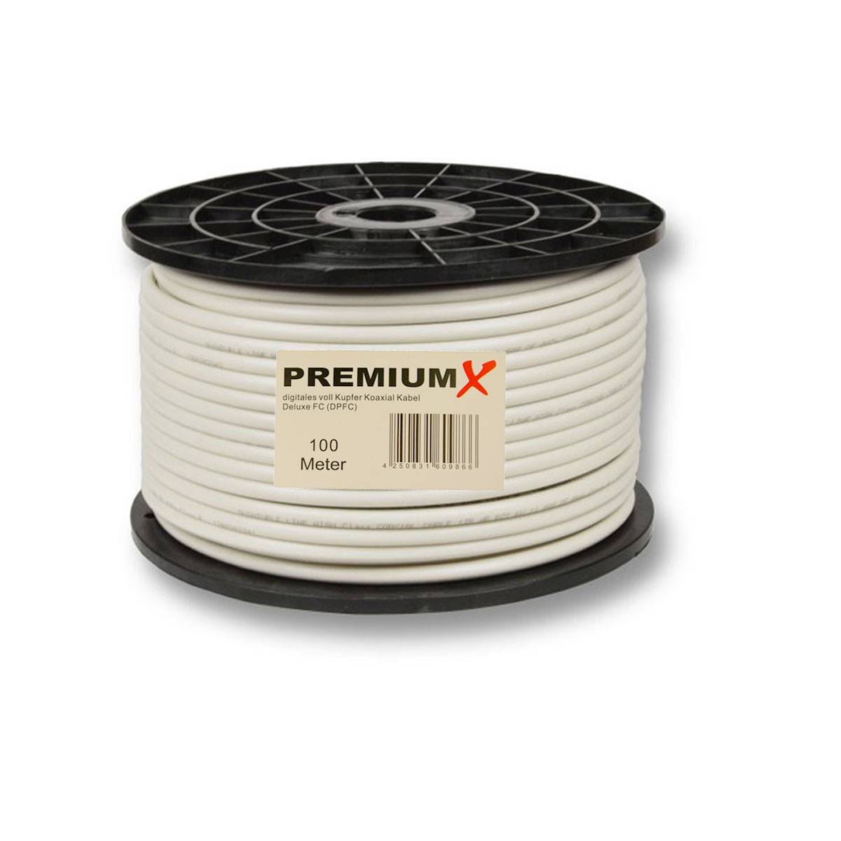 PremiumX Deluxe PRO REINES KUPFER 100% VOLLKUPFER Koaxial Kabel 135dB 5-Fach geschirmt 100m 100 Meter SAT Antennenkabel NEU