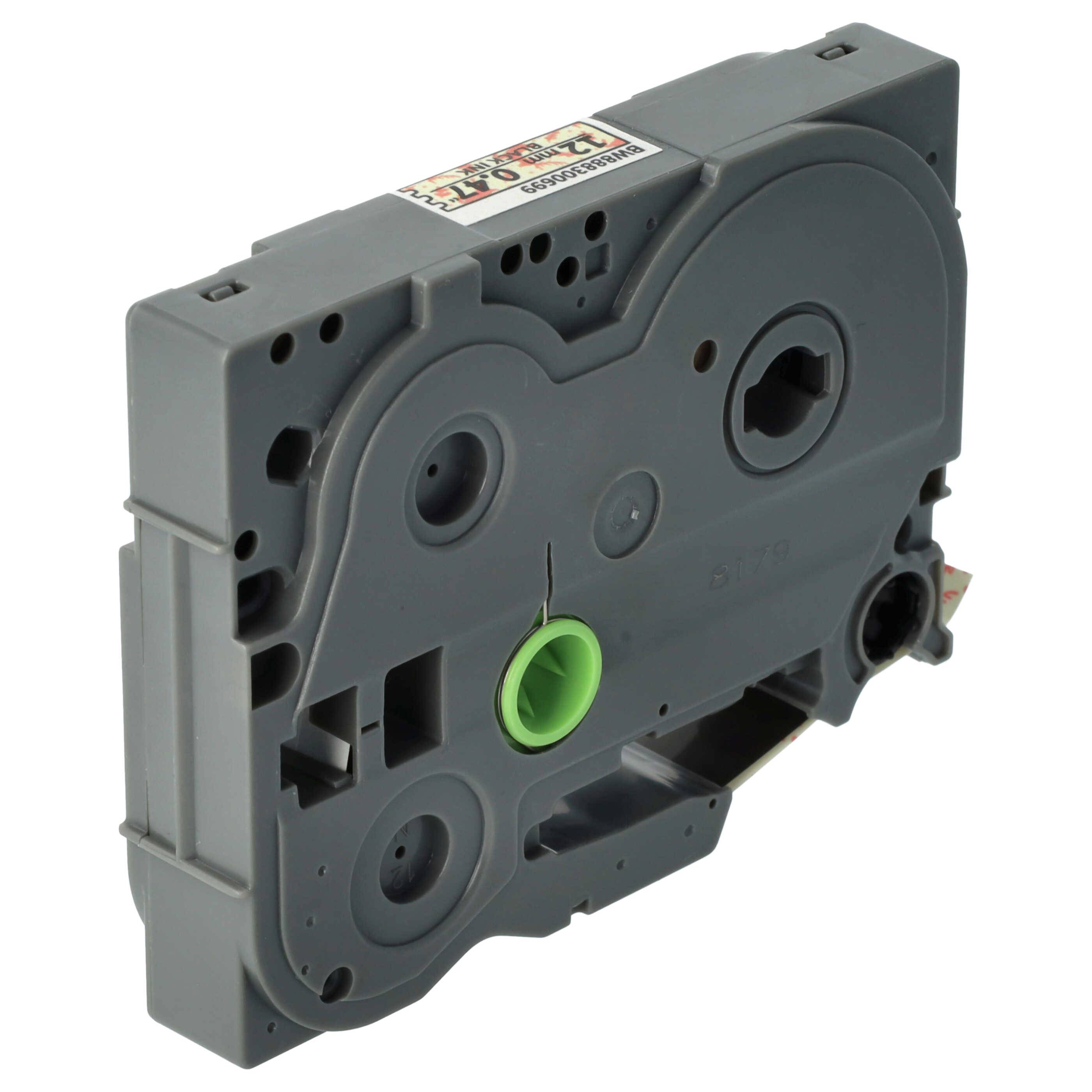 vhbw Schriftband-Kassette kompatibel mit Brother PT 1800E, 1800ECC, 1800, 1750 Etiketten-Drucker Schwarz auf Weiß/Rot (Rentiermuster), Laminiert