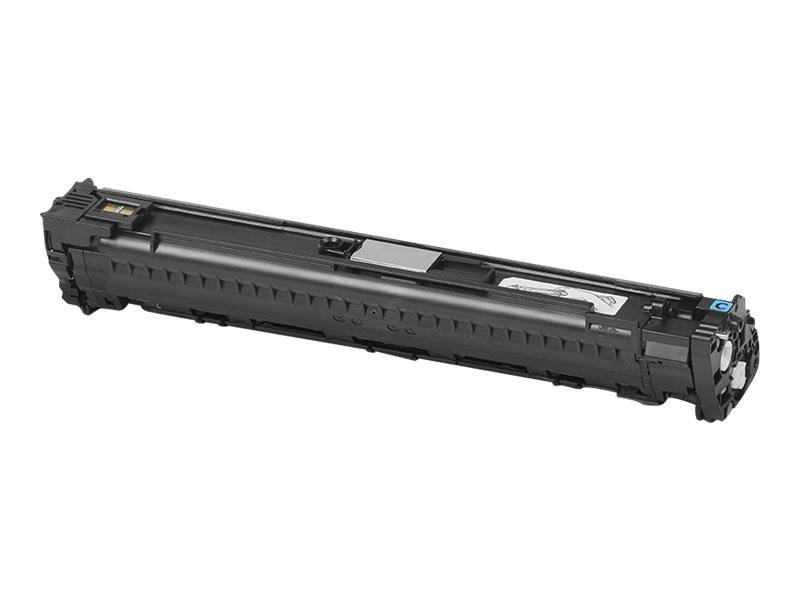 Schwarze Laserdruckertoner-Patrone, isoliert auf weißem Hintergrund dargestellt.