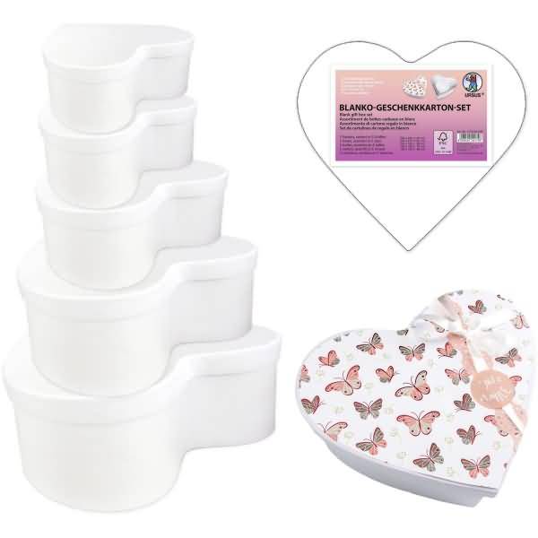 Geschenkkarton-Set blanko VE=5 Stück Herz