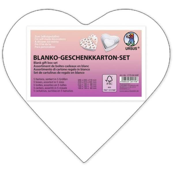 Geschenkkarton-Set blanko VE=5 Stück Herz