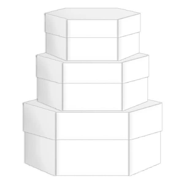 Geschenkkarton-Set sechseckig blanko VE=3 Stück