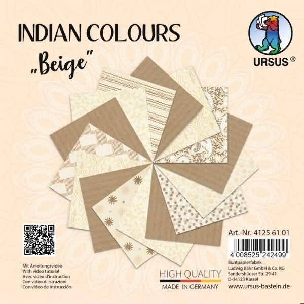 Naturpapier Indian Colours 13,7x13,7cm VE=15 Blatt beige