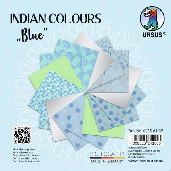 Naturpapier Indian Colours 13,7x13,7cm VE=15 Blatt blue