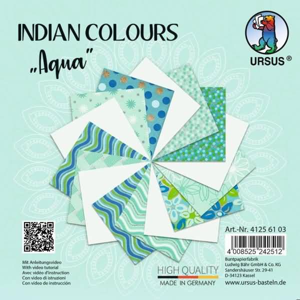 Naturpapier Indian Colours 13,7x13,7cm VE=15 Blatt aqua