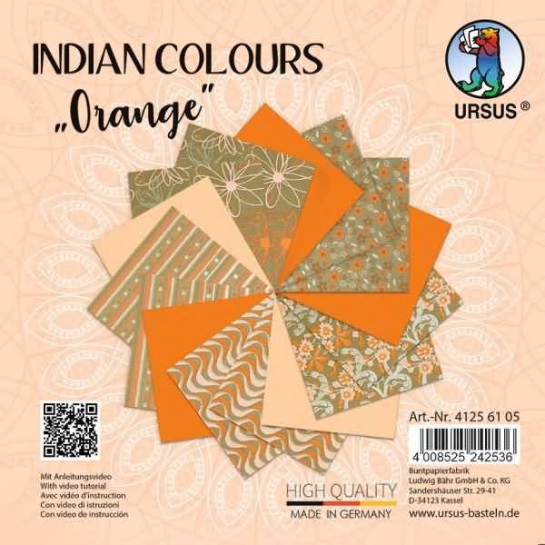 Naturpapier Indian Colours 13,7x13,7cm VE=15 Blatt orange