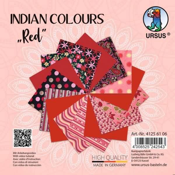Naturpapier Indian Colours 13,7x13,7cm VE=15 Blatt red