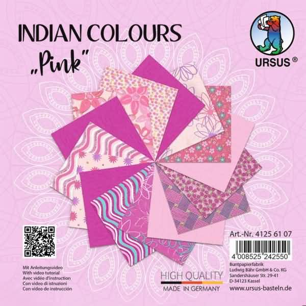 Naturpapier Indian Colours 13,7x13,7cm VE=15 Blatt pink