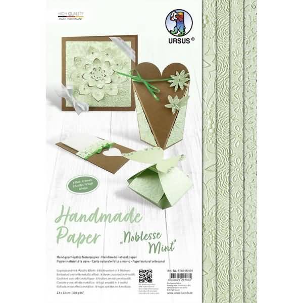 Naturpapier handmade Noblesse 200g/qm 23x33cm VE=8 Blatt mint