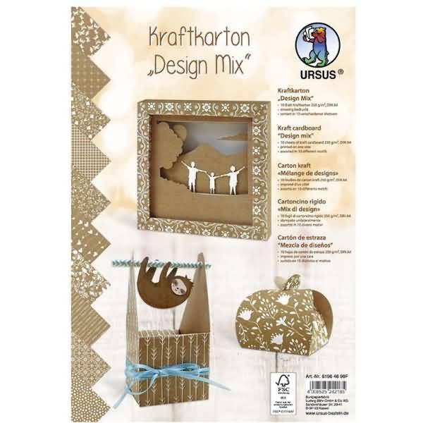 Kraftkarton 250g/qm A4 Design Mix VE=10 Blatt Motive sortiert