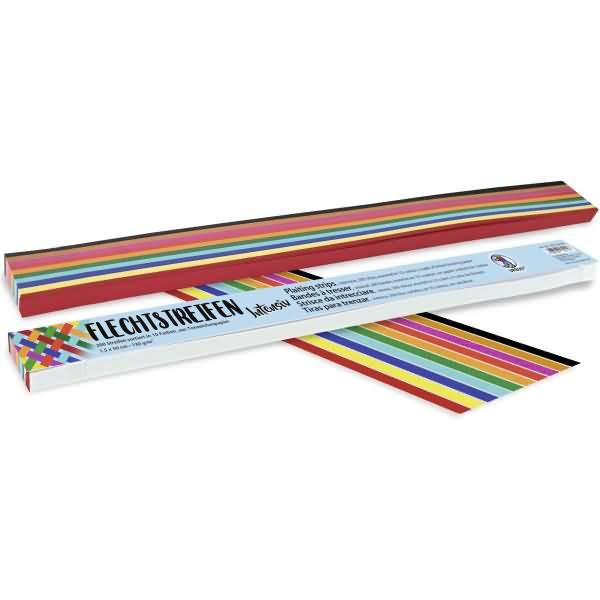 Flechtstreifen 130g/qm 1,5x50cm Intensiv VE=200 Stück (10 Farben)