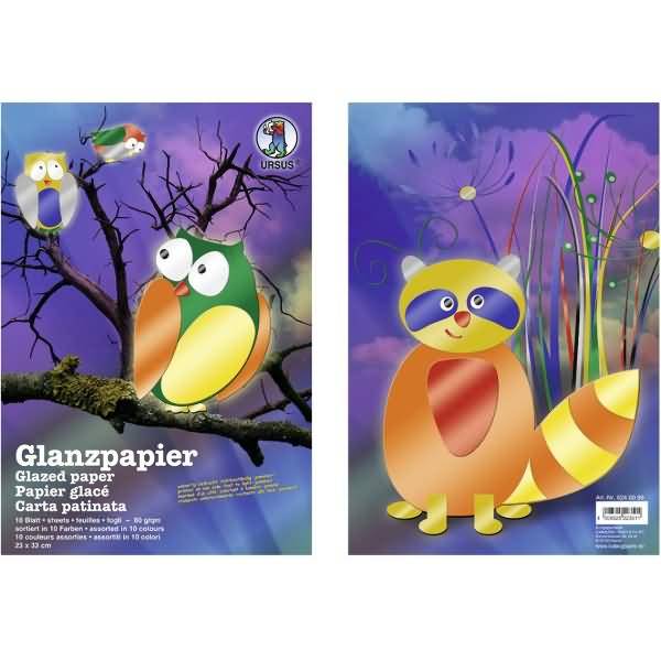 Glanzpapier Bastelmappe 80g/qm 23x33cm gummiert VE=10 Farben
