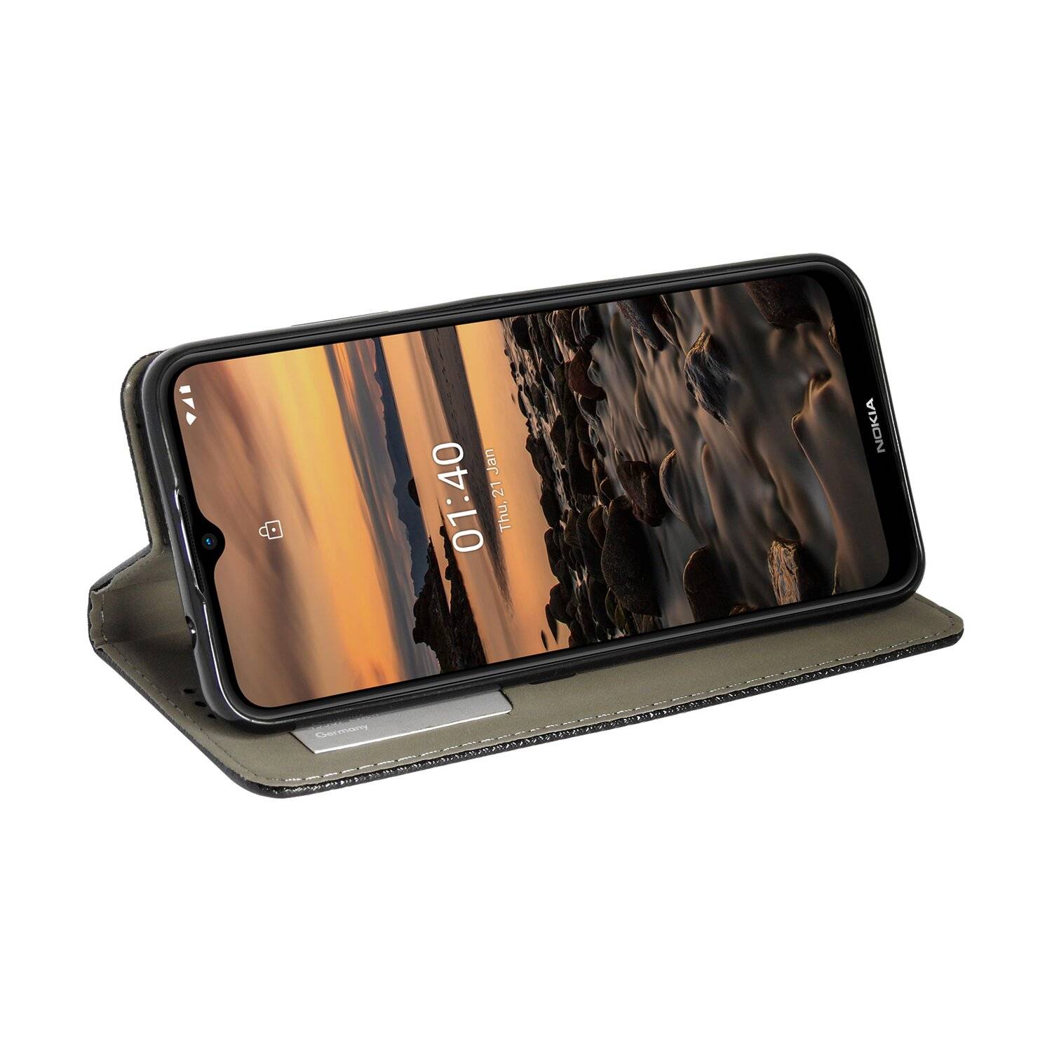 Buch Tasche "Smart" für NOKIA 1.4 Handy Hülle Etui Brieftasche Schutzhülle mit Standfunktion, Kartenfach Schwarz