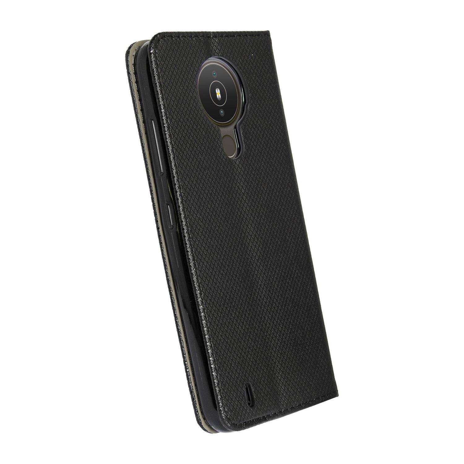 Buch Tasche "Smart" für NOKIA 1.4 Handy Hülle Etui Brieftasche Schutzhülle mit Standfunktion, Kartenfach Schwarz