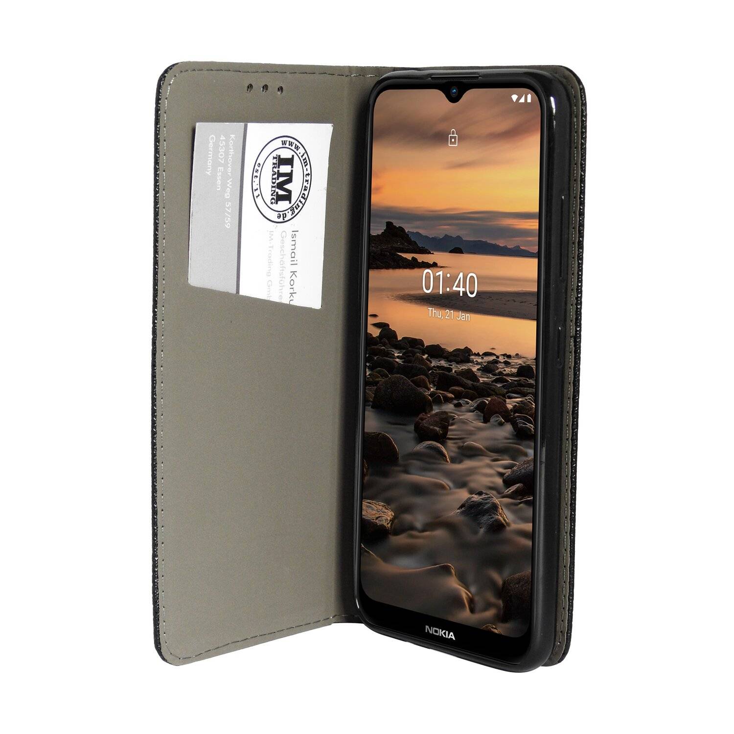 Buch Tasche "Smart" für NOKIA 1.4 Handy Hülle Etui Brieftasche Schutzhülle mit Standfunktion, Kartenfach Schwarz