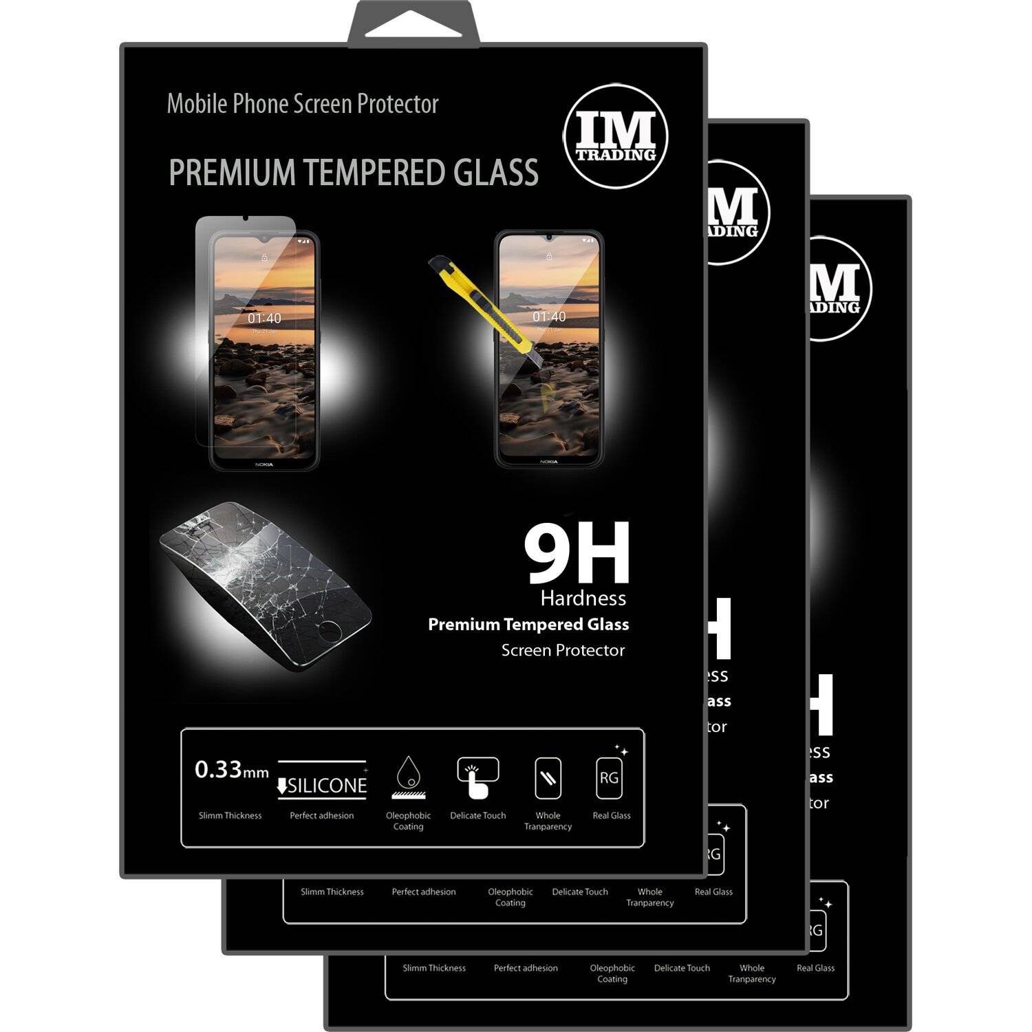 3X Schutz Schutz Glas 9H Tempered Glass Display Schutz Folie Display Glas Screen Protector kompatibel mit Nokia 1.4