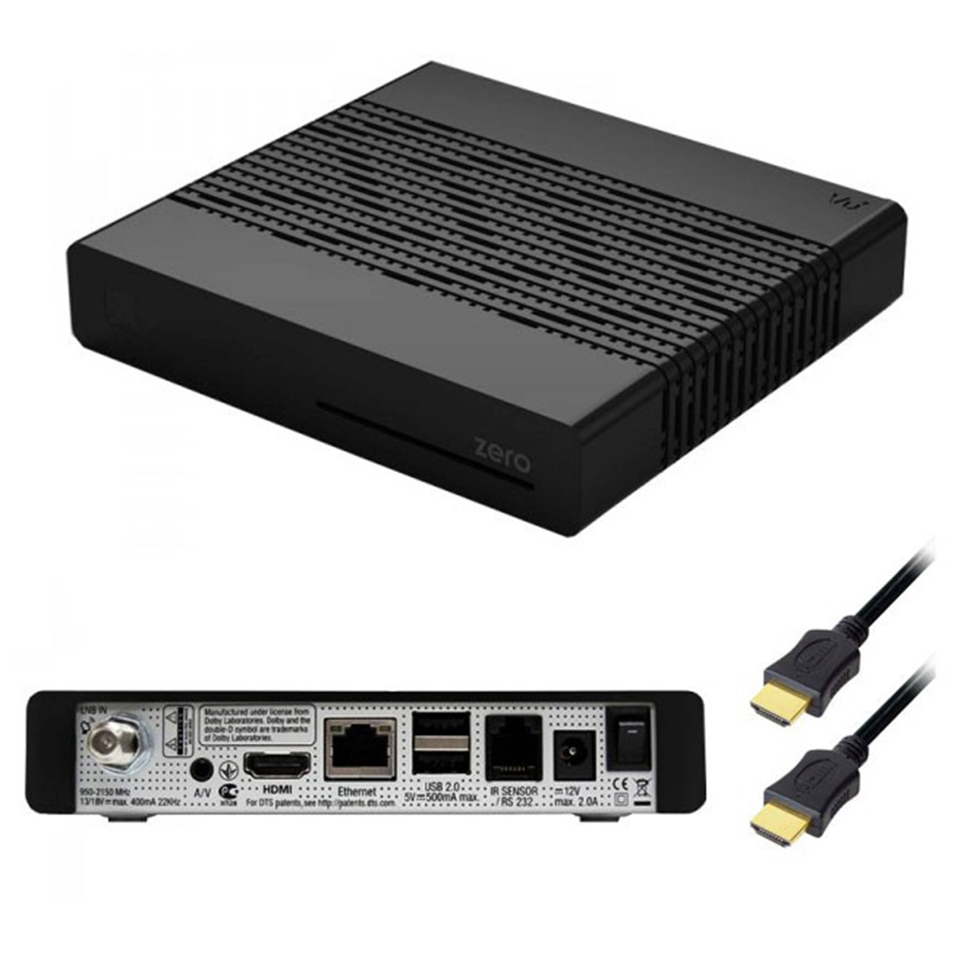 VU+ ZERO Black Digital Sat TV Receiver mit 1x DVB-S2 Tuner SAT Linux FullHD HDMI 2x USB, 12V externe Netzteil