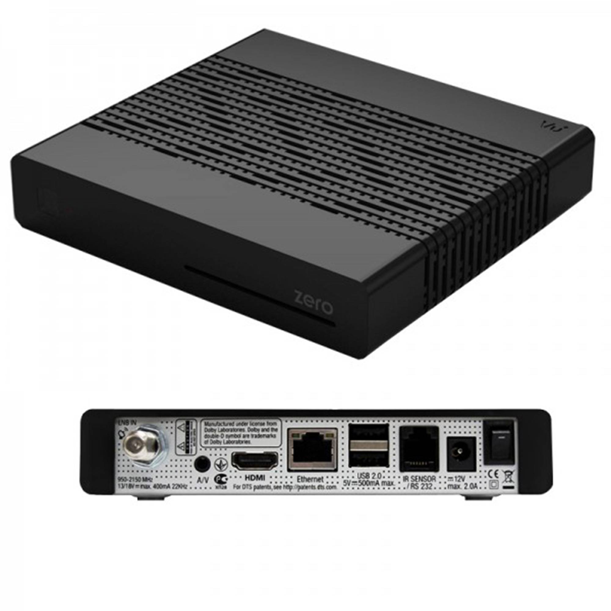 VU+ ZERO Black Digital Sat TV Receiver mit 1x DVB-S2 Tuner SAT Linux FullHD HDMI 2x USB, 12V externe Netzteil