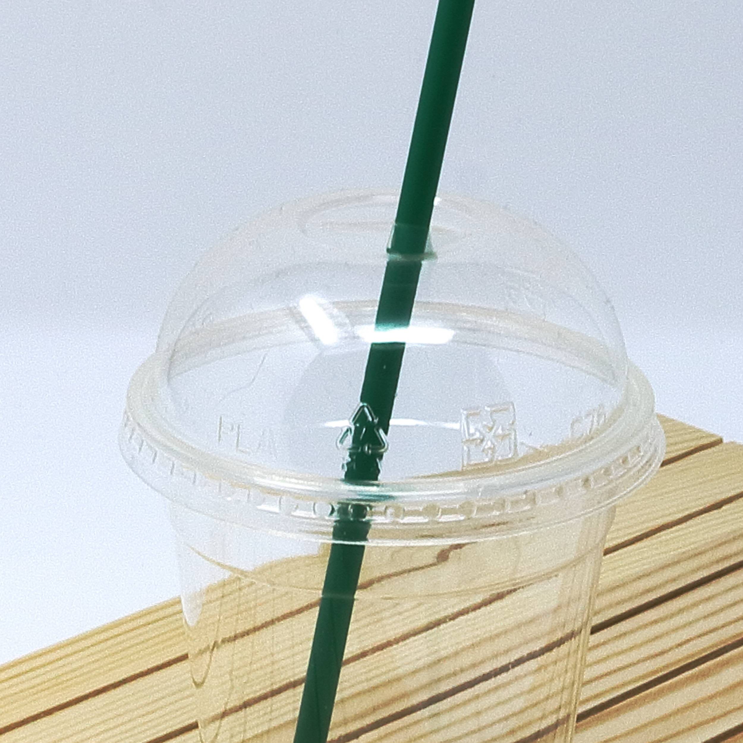Domdeckel mit Halmloch für transparente Becher aus PLA- für 200 - 237 - 267 ml Becher