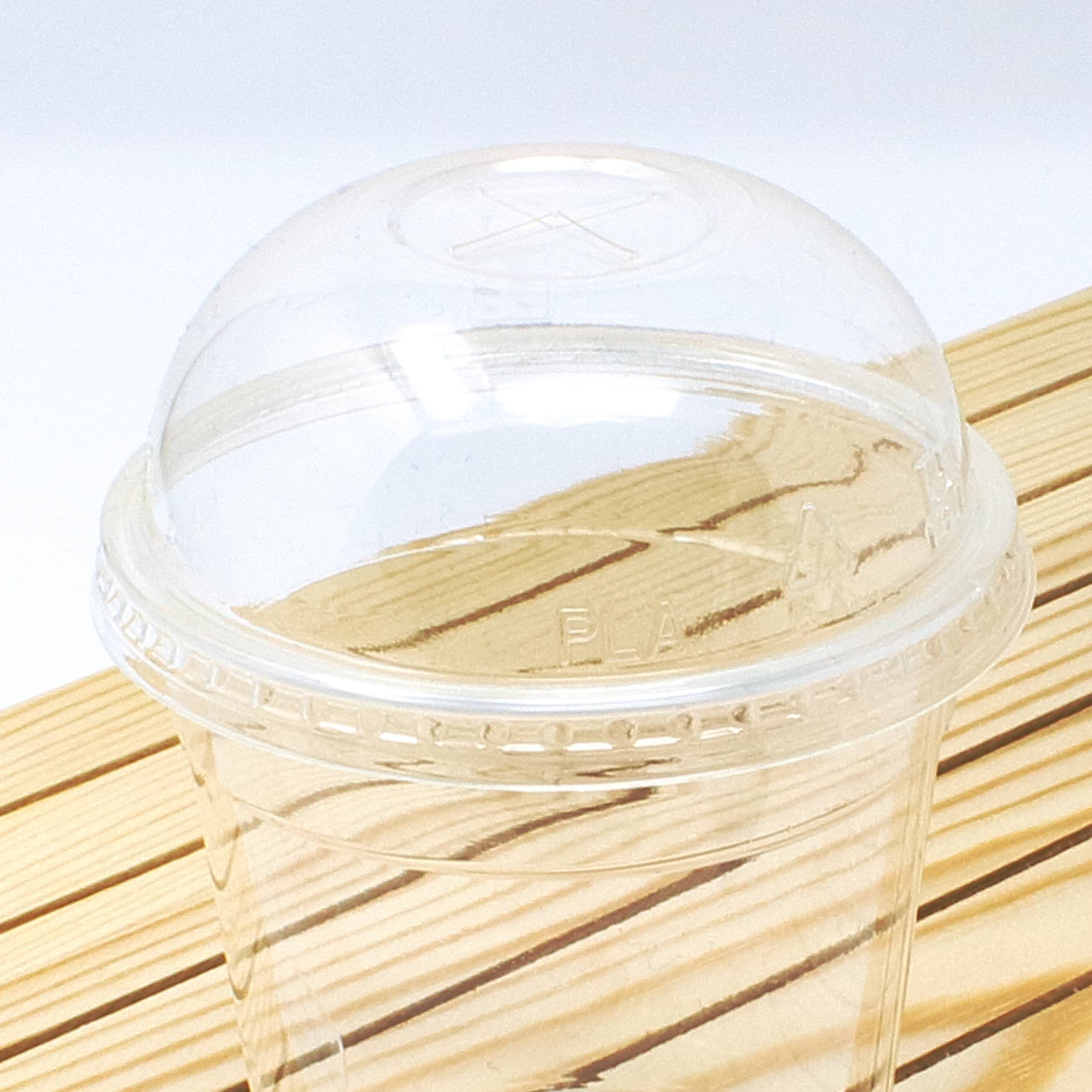 Domdeckel mit Halmloch für transparente Becher aus PLA- für 200 - 237 - 267 ml Becher