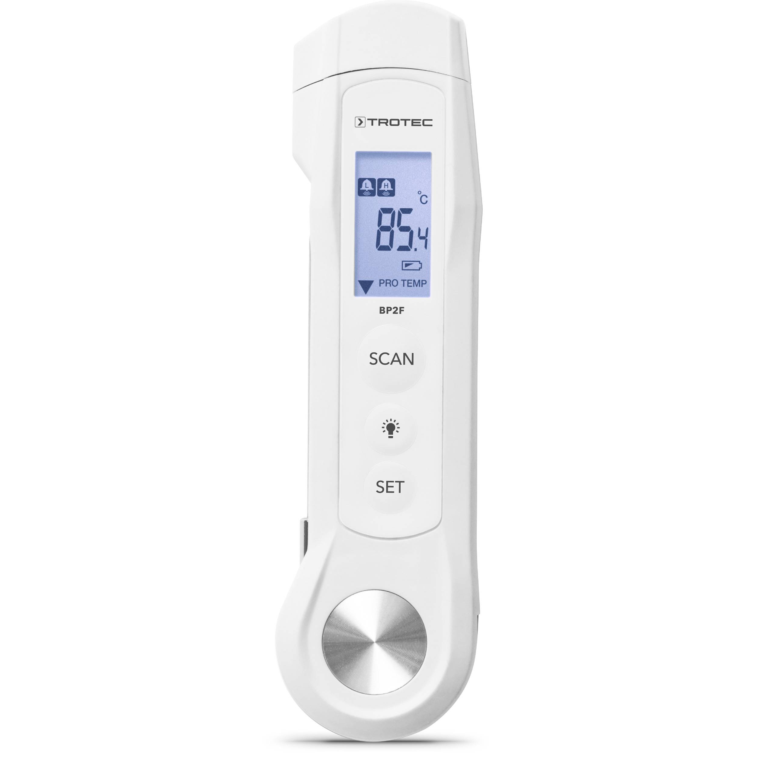 TROTEC Thermometer BP2F – Fleischthermometer Digital für Kochen – Messbereich -40 °C bis +200 °C, Infrarot bis +280 °C, IP65, LED-Lampe