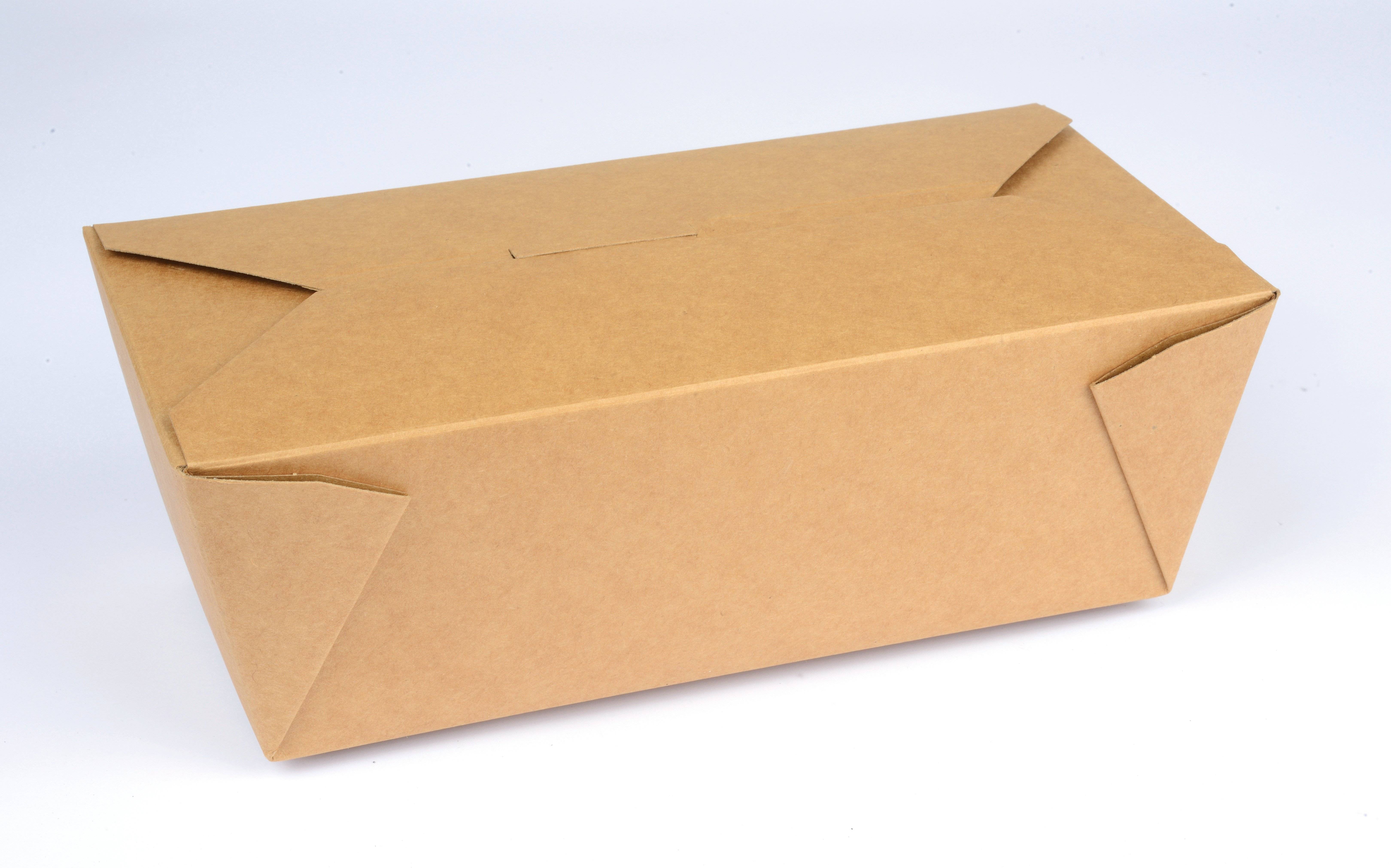 Take-Away Behälter braun beschichtet Pappe biologisch abbaubar 197x140x63mm 1960 ml/66oz 50 Stück