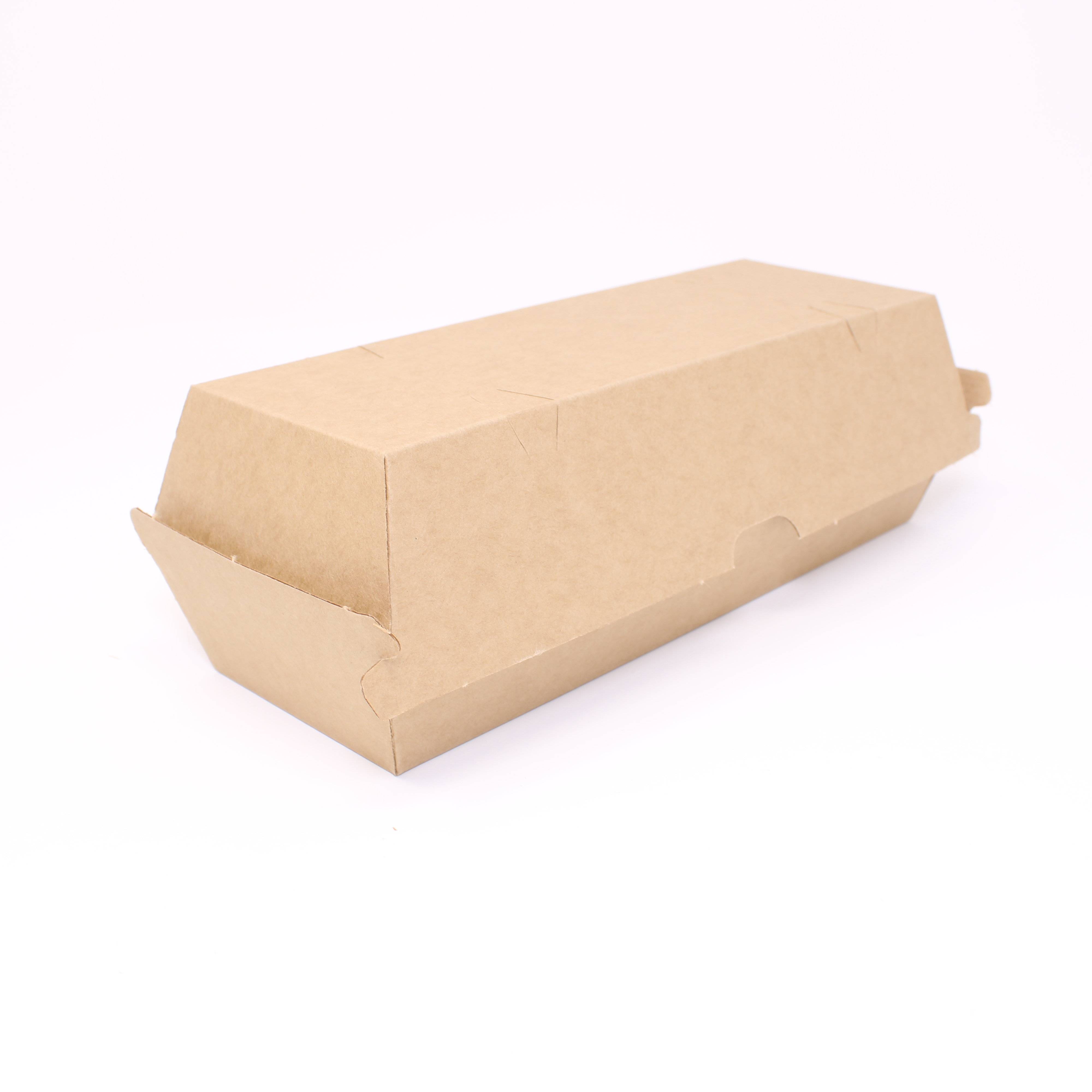 Take-away-Behälter aus Wellpappe, braun, Hot-Dog-Box  210 x 70 mm, h 77 mm  - 400 Stück