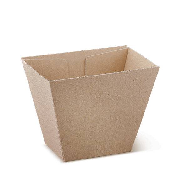 Take-away-Behälter aus Wellpappe, braun, Pommes-Box 70x45 mm h 90 mm - 400 Stück