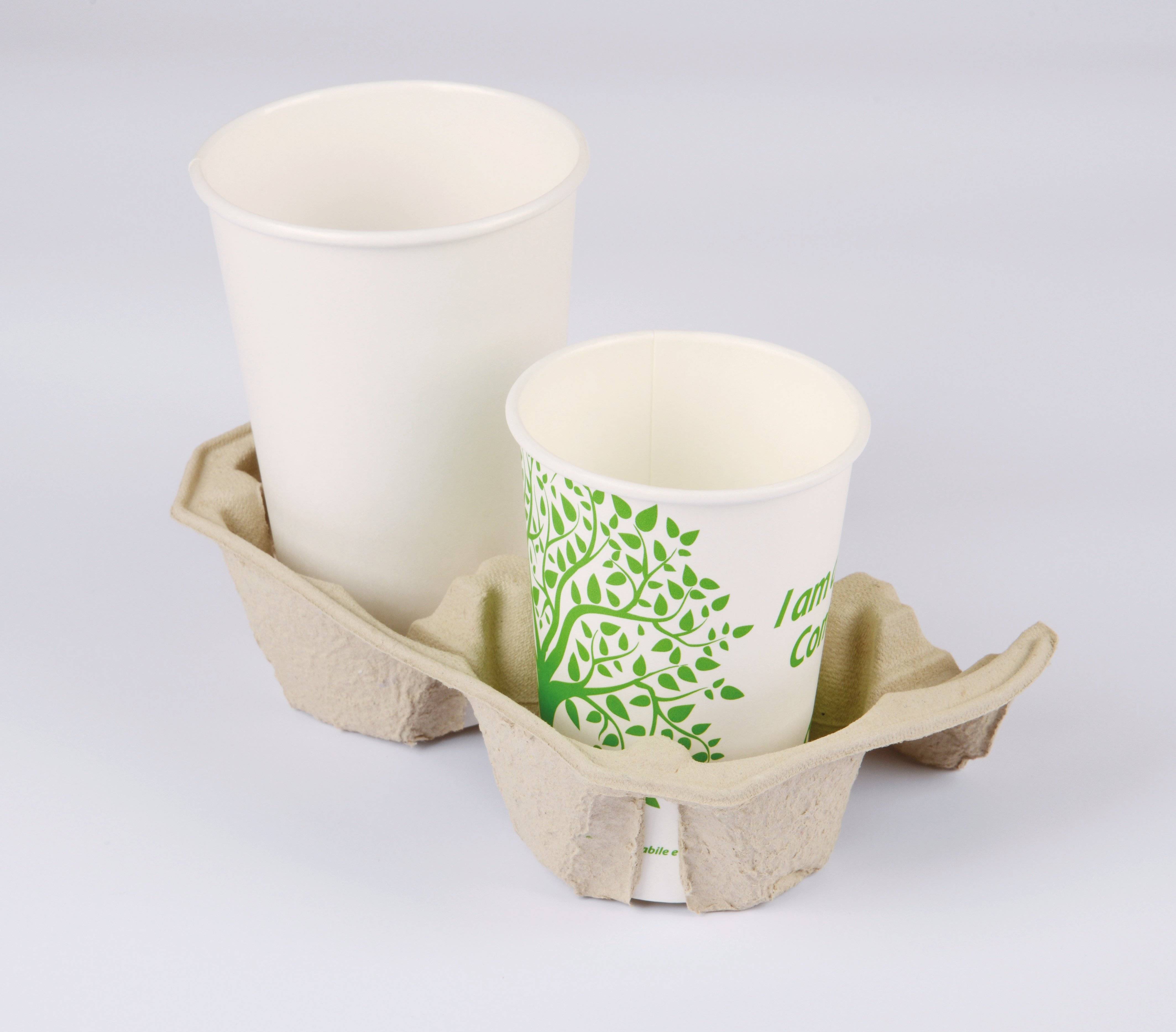 Take-away Becherhalter für 2 Becher (anpassbar an 4) aus Zellstoff - 360 Stück
