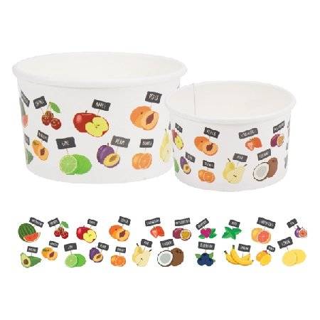 Eisbecher aus Pappe + PE, Motiv FRUITS - Kapazität: 350 ml / 12 oz - 100 Stück
