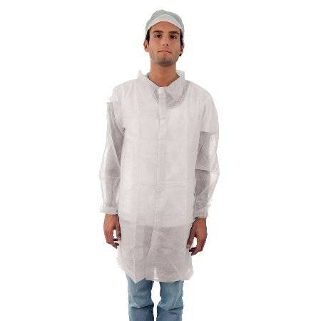 Labormantel aus SPP-Vlies, 30 g/m², Verschluss vorne mit Klettverschluss Velcro