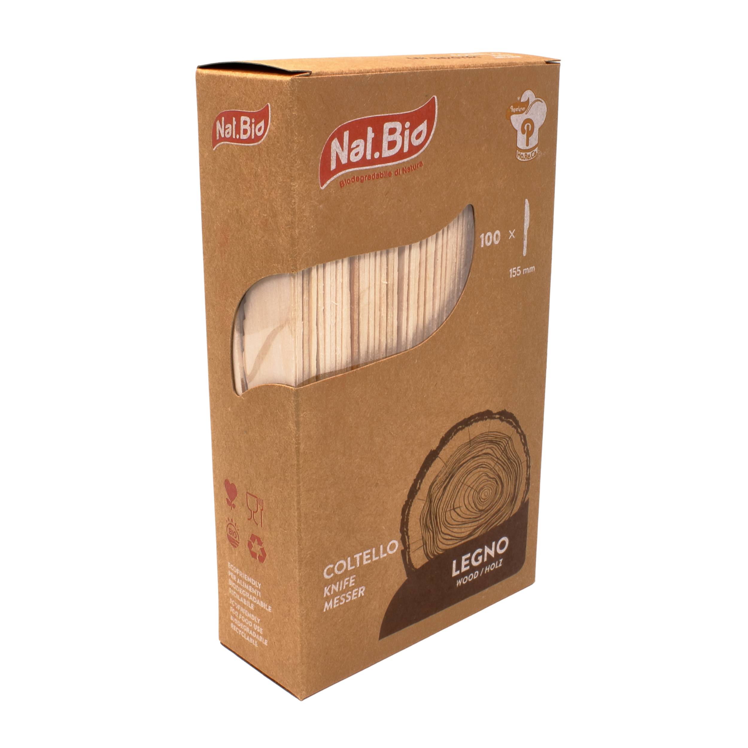 Messer aus Holz -Länge: 15,5cm; Gewicht 2,4g - Verpackung: 100 St. im Pack
