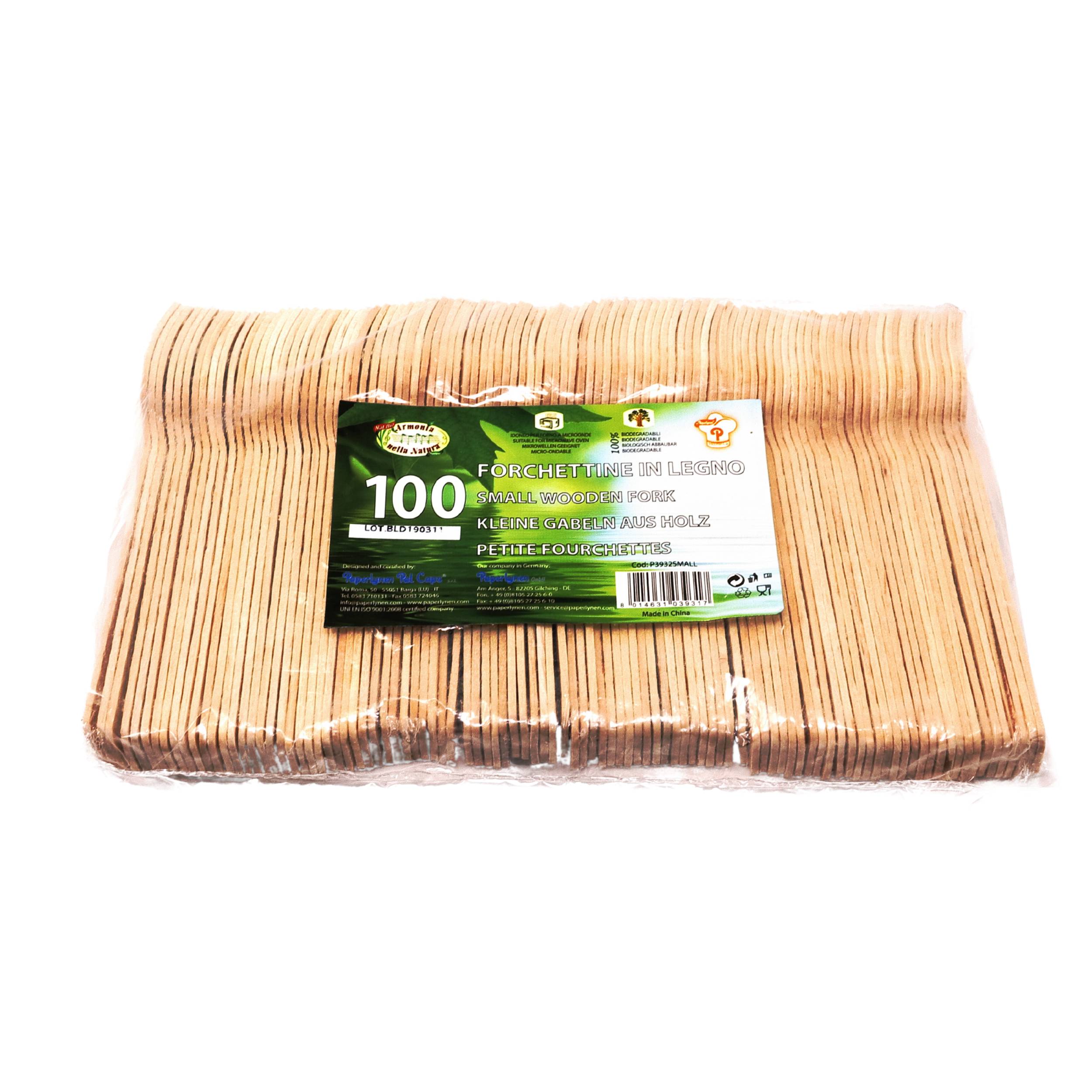 Kuchengabel aus Holz - Länge: 10,3 cm - Verpackung: 100 St. im Pack