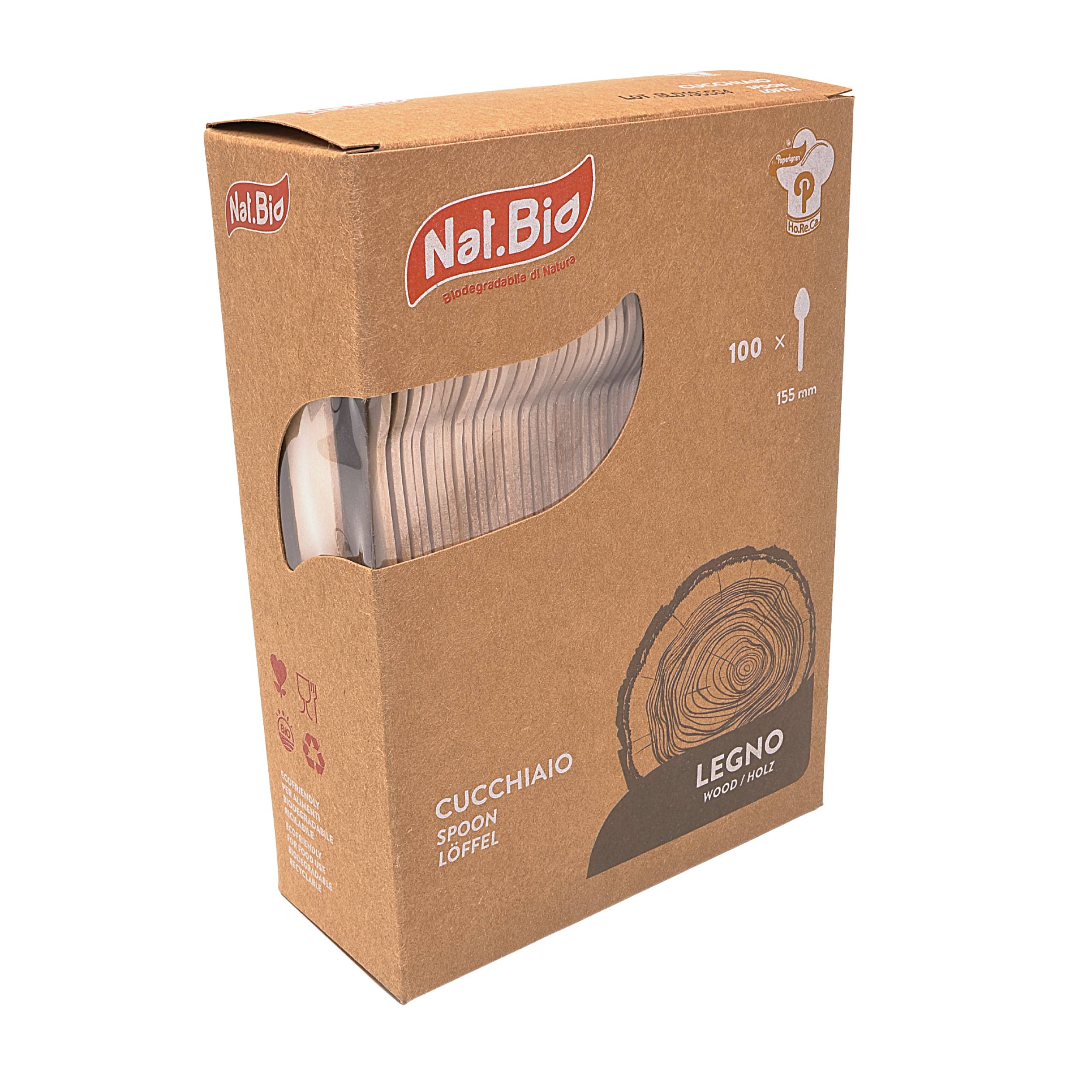 Löffel aus Holz 16 cm - Verpackung: 100 St. im Pack