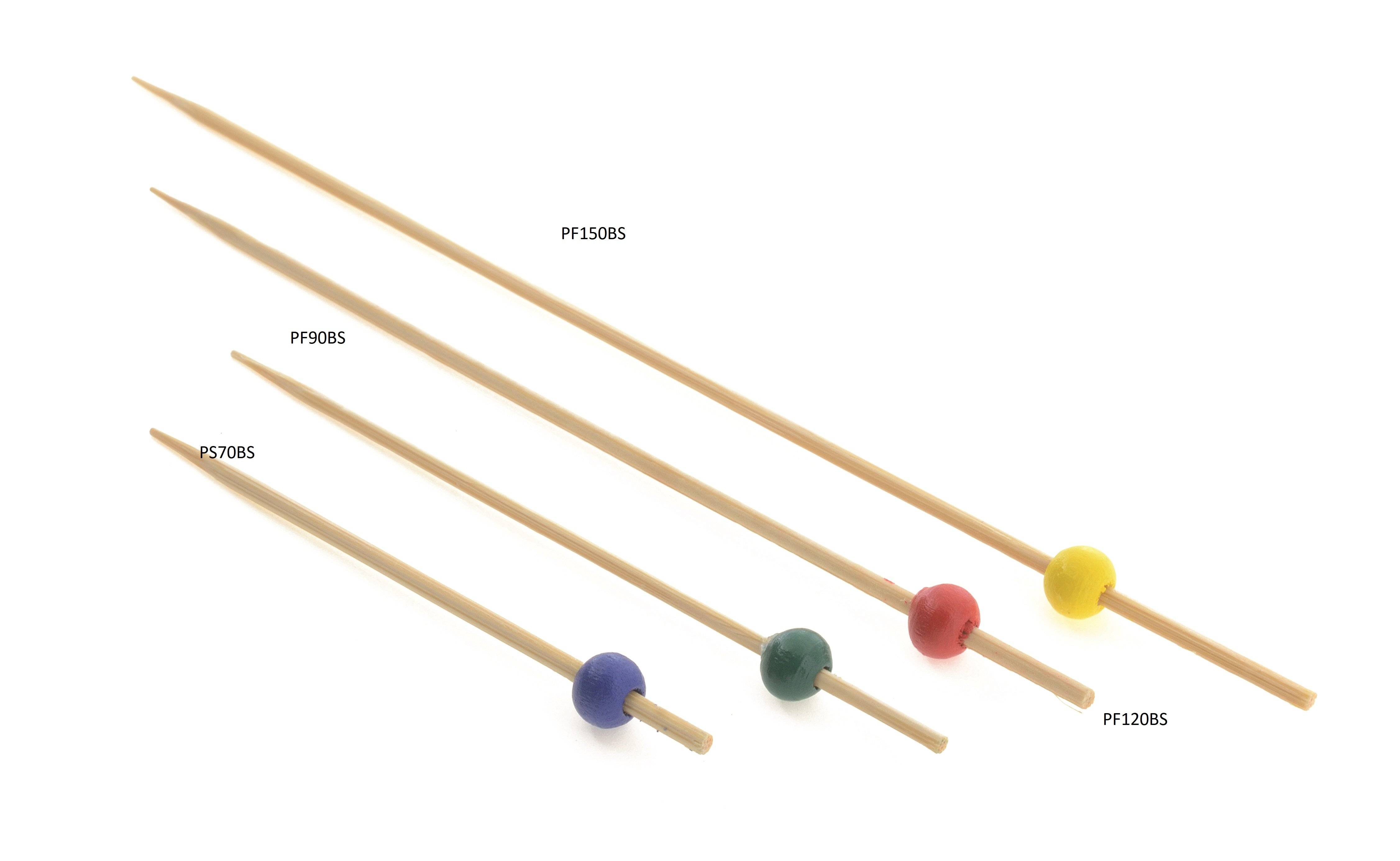 Bambus-Spießchen mit einer Perle - Maße: 12 cm - 100 Stück