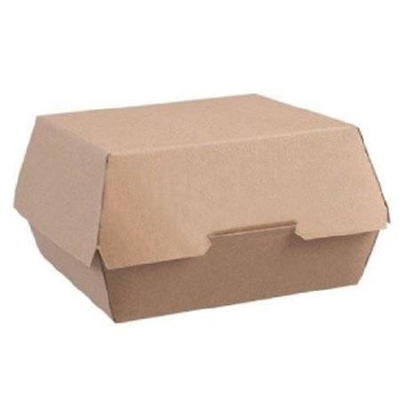 Burger-Box aus braunem Kraftpapier + PE - Maße: 118 x 115 mm h 79 mm - 125 Stück