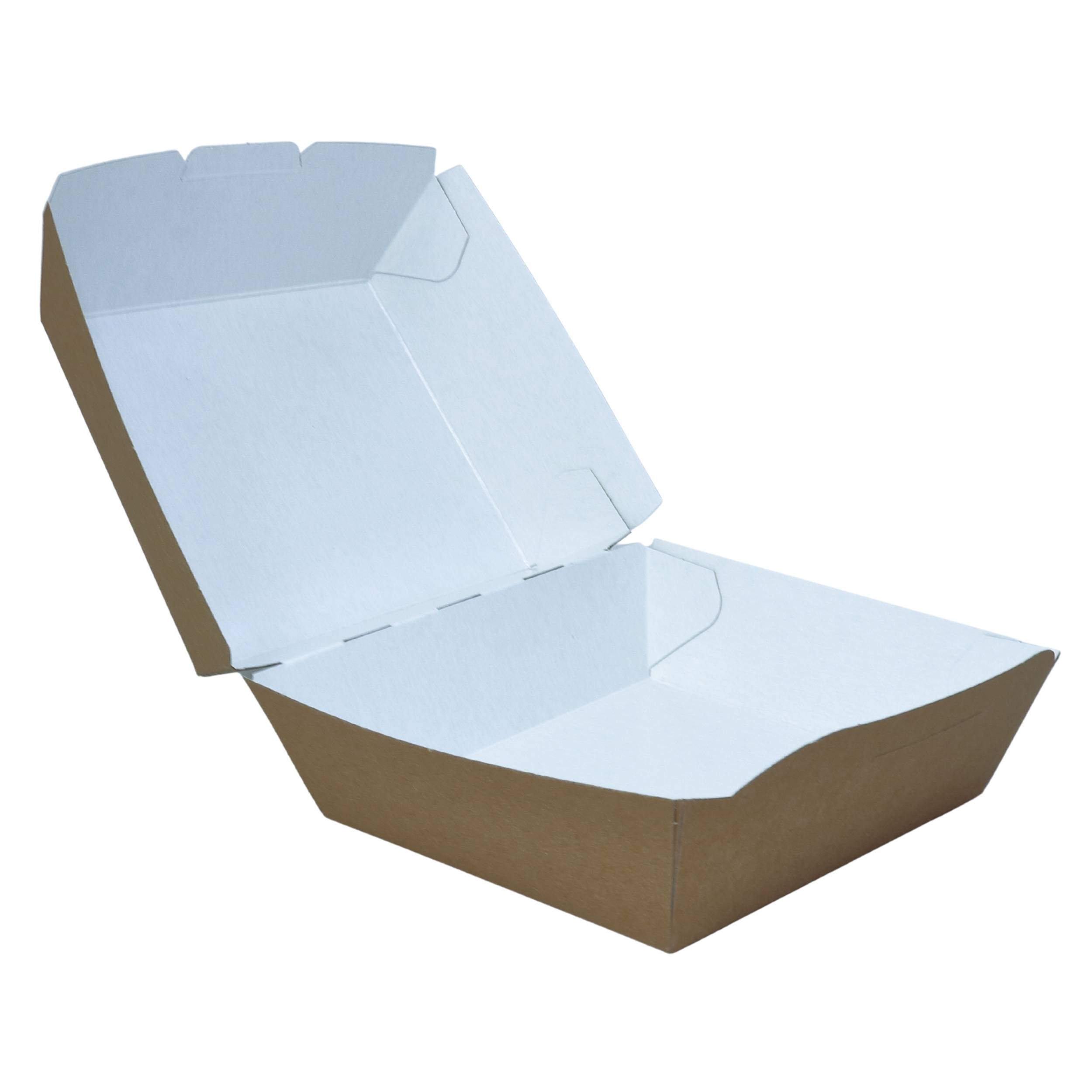 250 x Take-away-Burger-Boxen 13,5 x 12,5 mm, 7,5cm, Kraftkarton, braun