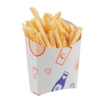 Produktserie Fastfood aus Pappe “SSUPA SNAX” Pommes-Behälter - Maße: 85 x 44 mm h 92 mm