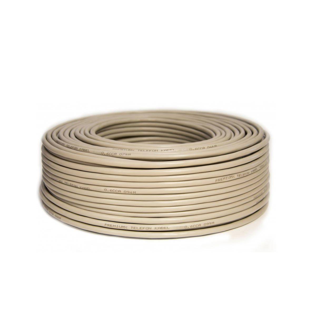 PremiumX 50m Telefonkabel 2x2x0,6mm 4 Adern Verlegekabel Telefonleitung Fernmeldekabel + Abisolierer (0,40€/M)