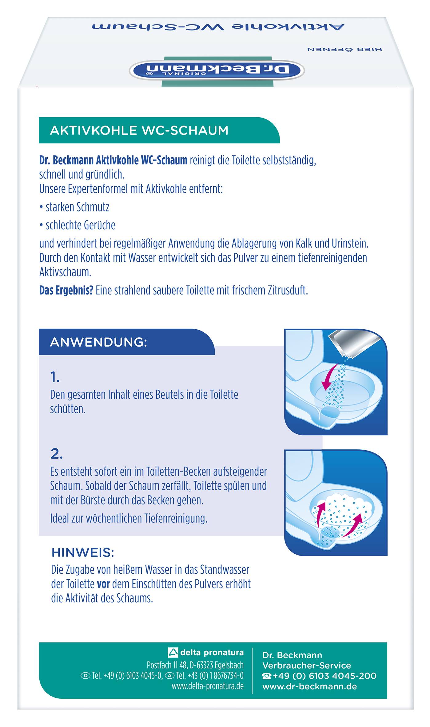 Dr. Beckmann Aktivkohle Wc-Schaum, Selbstaktivierender Schaum 9x 100 g