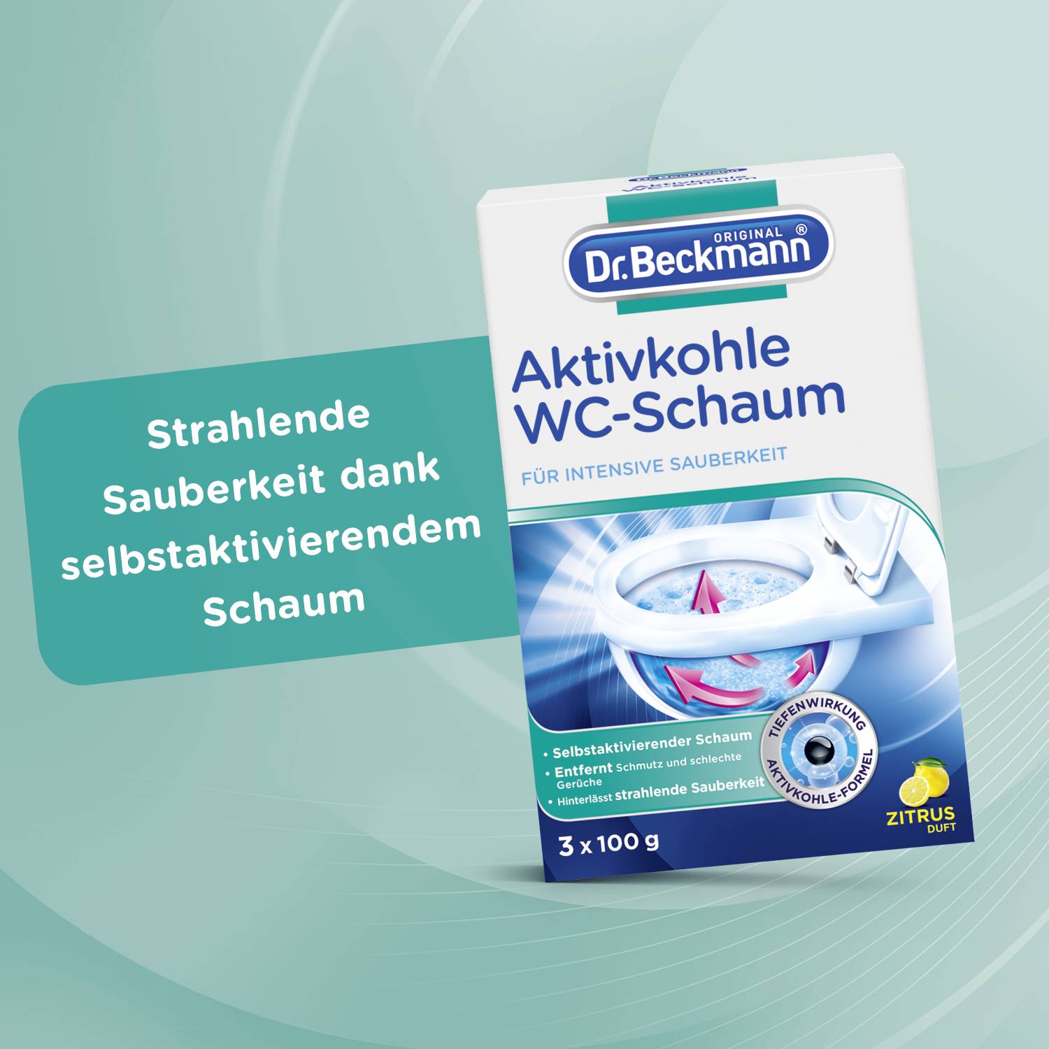Dr. Beckmann Aktivkohle Wc-Schaum, Selbstaktivierender Schaum 18x 100 g